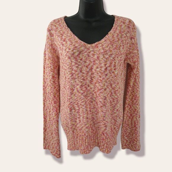 MAGASCHONI‎ Pink Multicolor Textured Knit V-Neck Sweater Size XS - Picture 1 of 6